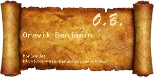 Oravik Benjámin névjegykártya